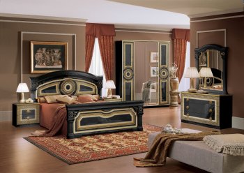 Aida Black with Gold Tone Bedroom by ESF w/Options [EFBS-Aida Black Gold]