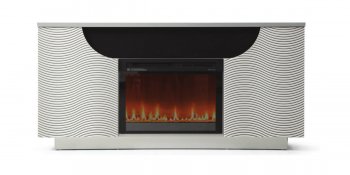 Ethan Electric Fireplace Media Console Silver Dimplex w/Crystals [SFDX-Ethan Silver Crystals]
