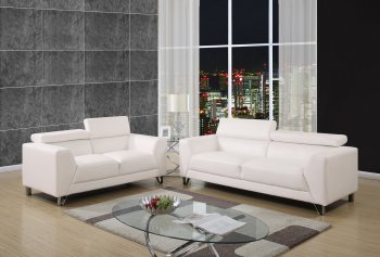 U8210 Sofa & Loveseat Set in White PU by Global w/Options [GFS-U8210-WH]
