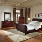 Contemporary Bedroom w/Dark Brown Bicast Upholstery Bed