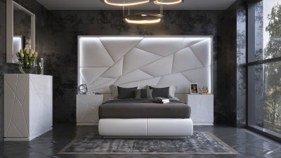Majesty Bedroom in White by ESF w/Optional Kiu Casegoods