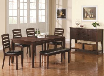 Dark Brown Finish Modern Dining Table w/Extension Leaf & Options [CRDS-103131]