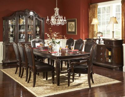 Rich Brown Finish Classic Dining Room Table w/Optional Items