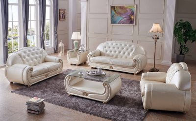 Giza Sofa in Beige Leather by ESF w/Options
