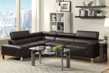 F7299 Sectional Sofa by Poundex in Espresso Bonded Leather [PXSS-F7299]