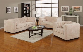 Alexis Sofa & Loveseat Set in Almond Fabric 504391 by Coaster [CRS-504391 Alexis]