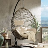 Vasant Patio Swing Chair 45082 by Acme w/Tan Fabric Cushion