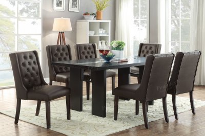 F2367 Dining Set 5Pc in Dark Brown by Poundex w/F1501 Chairs
