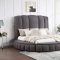 Snow Upholstered Circle Bed in Gray Fabric by Global