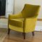 Casual Fabric Living Room Blue Sofa & Golden Green Chair Set