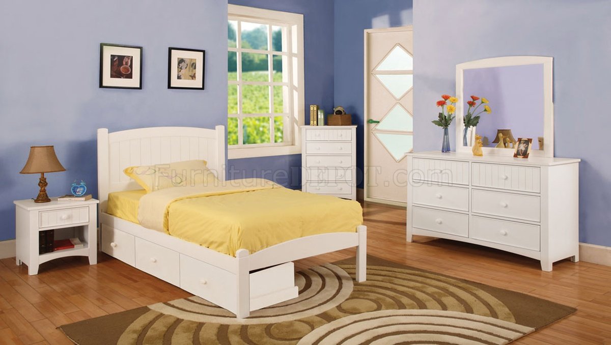 Caren Kids Bedroom Set CM7902WH in White w/Options - Click Image to Close