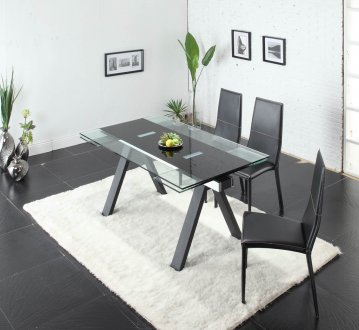 Glass Top & Steel Base Modern Dining Set w/Optional Chairs