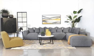 Jennifer Sectional Sofa 551594 in Gray Fabric by Coaster