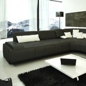 Black Bonded Leather Modern Stylish Sectional Sofa