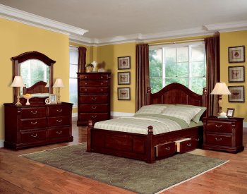 Dark Cherry Finish Traditional Kids Bedroom w/Optional Casegoods [HLBS-B910]