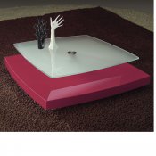Contemporary Coffee Table W/Rosy Base & Frosted Glass Top