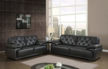 U1066 Sofa in Black Bonded Leather by Global w/Options [GFS-U1066 Black]