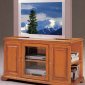 Oak Finish Modern TV Stand w/Side Shelves