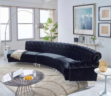 MS2082 Sectional Sofa in Black Velvet by VImports