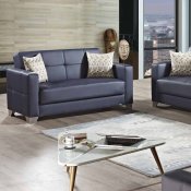 Viva Italia Sofa Bed in Navy Blue Leatherette by Mobista
