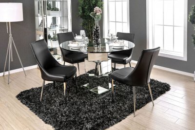 Izzy Round Dining Table CM3384RT in Mirror & Chrome w/Options