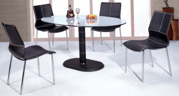 Black Base & Glass Top Modern Dining Table w/Optional Chairs [CYDS-GABRIELLA-DT]