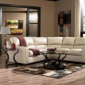 Taupe Color Blended Leather Match Modern Sectional Sofa