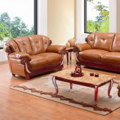 Whisky Leather Classic Living Room Sofa w/Options