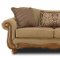 Tan Fabric Traditional Sofa & Loveseat Set w/Throw Pillows