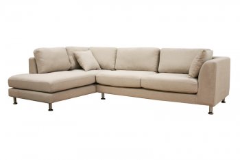 Cream Twill Fabric Modern Sectional Sofa w/Removable Cushions [WISS-Sterling]