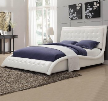 Tully 300372 Upholstered Bed in White Leatherette by Coaster [CRB-300372 Tully]