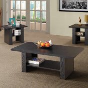 Rich Black Wood Finish Modern 3Pc Coffee Table Set