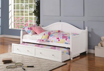 300053 Twin Daybed w/Trundle in White by Coaster [CRKB-300053 Julie Ann]