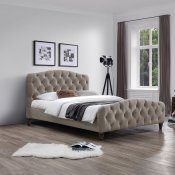 Sandra Upholstered Platform Bed in Taupe Fabric by J&M