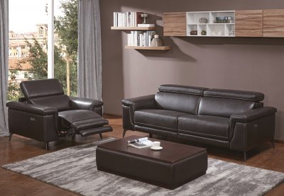 Hendrix Power Motion Sofa in Brown Leather by Beverly Hills