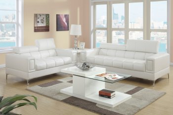 F7240 Sofa & Loveseat Set in Off-White Bonded Leather by Poundex [PXS-F7240]