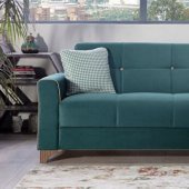 Tina Oyem Teal Sectional Sofa in Fabric by Bellona