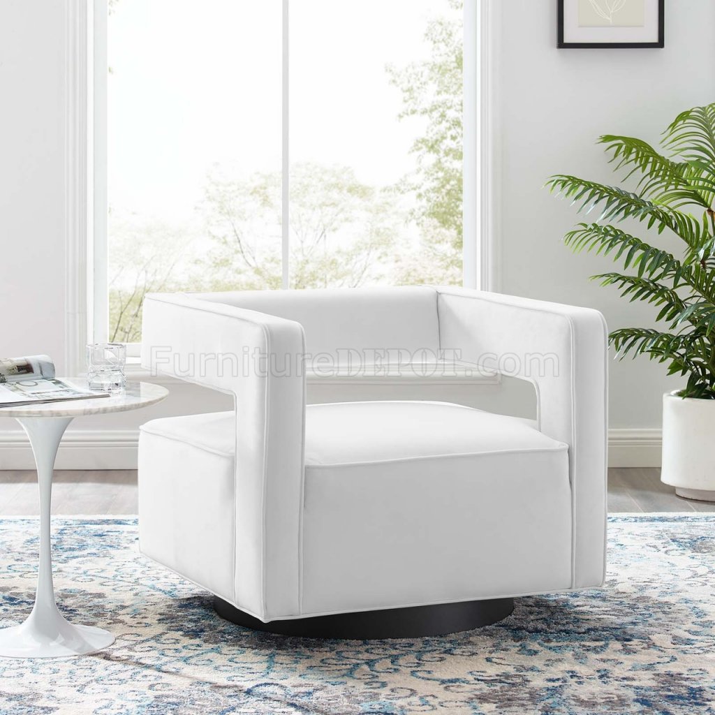 Booth Swivel Accent Chair In White, White Swivel Chairs For Living Room