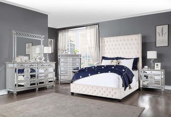 Fabrice Bedroom BD00965Q in Beige Velvet by Acme w/Options [AMBS-BD00965Q Fabrice]