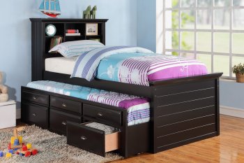 F9219 Kids Bedroom 3Pc Set by Poundex in Black w/Trundle Bed [PXBS-F9219]