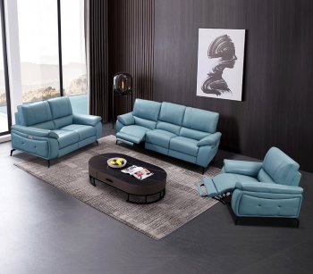2934 Power Reclining Sofa in Blue Half Leather by ESF w/Options [EFS-2934 Blue]