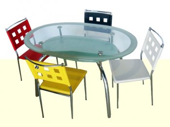 Glass Top & Metal Base Modern Oval Dining Table w/Shelf [GRDS-KA-6095]