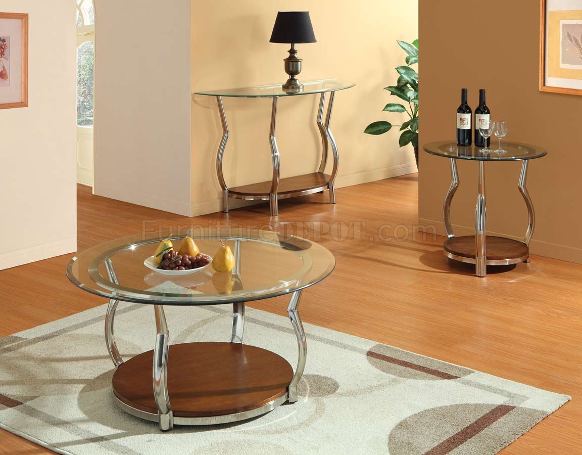 Glass Modern Coffee Table w/Chrome Legs & Bottom Shelf - Click Image to Close