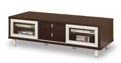 Dark Chocolate Finish Contemporary Tv Stand With Cabinets