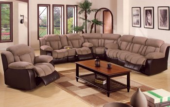 Saddle Microfiber Contemporary Reclining Sectional Sofa [PXSS-F7713]