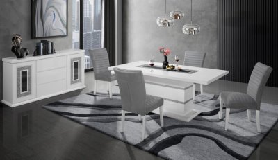 Monaco Dining Room 5Pc Set in White by Global w/D1903 Chairs