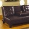 Dark Chocolate Brown Bycast Leather Sofa Bed W/Flip Down Tray