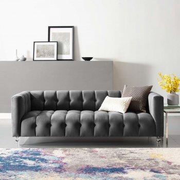 Mesmer Sofa in Charcoal Velvet Fabric by Modway [MWS-3882 Mesmer Charcoal]