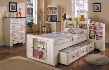 White Finish Kid's Modern Bedroom Set [AMBS-86-4035 Kids]