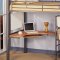 Siver Metal Contemporary Twin Loft Bed w/Desk & Bookcase